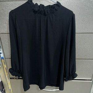 Entro Black Ruffle Neck Blouse